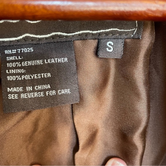 CHI BY FALCHI Women’s Brown Genuine Leather Open Front Cut Out Jacket Size Small - Picture 10 of 17